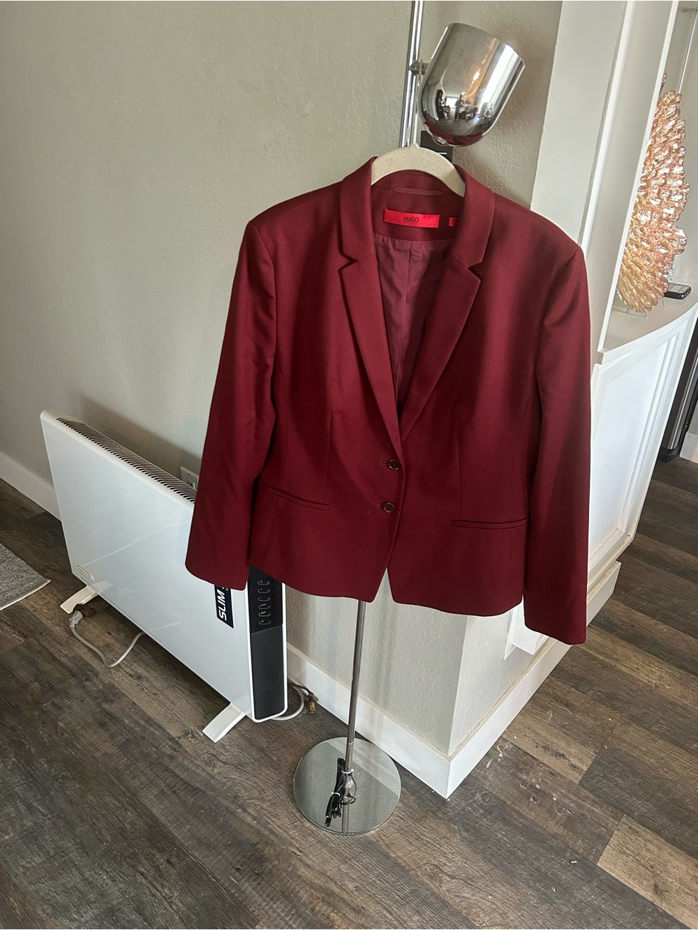 HUGO Women's Burgundy Two-Button Blazer